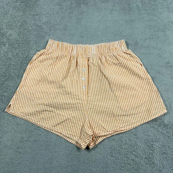 Daily Drills Shorts Womens XS/S Seersucker Resort Orange White Beach - Picture 2 of 12